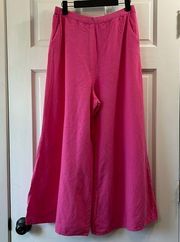 Pink Cropped Wide Leg Elastic Pull on Pants - Size Large - FLAW