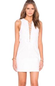 Kylie And Kendall Dress White Mini Vneck Lace Up M