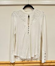 WILLIAMRUST long sleeve bohemian crochet White ivory Knit shirt women’s medium
