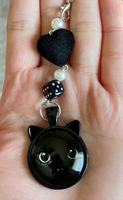 Kawaii vintage goth black cat phone strap/bag charm/keychain/display 🐈‍⬛❤️🖤