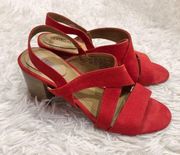 Seychelles Chunky Slingback Strappy Block Heels Scarlet Red 8