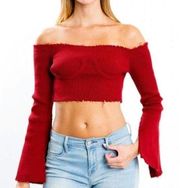 Red Bell sleeves crop top NEW