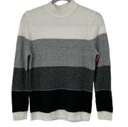 ELLE GREY COLORBLOCK STRIPED LIGHTWEIGHT STRETCH SWEATER SMALL