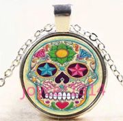 Gorgeous Sugar Skull Cabochon Necklace 