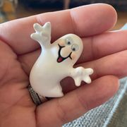 WHITE PLASTIC GHOST PIN GOOGLY EYES VINTAGE HALLOWEEN HALLMARK CARDS