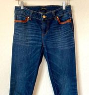 White House Black Market Leather Trim Skimmer Jean