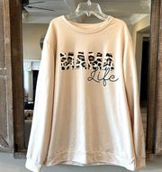 Mama Life Beige Sweatshirt Comfy Womens Large