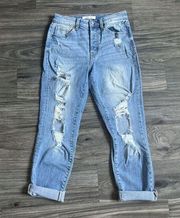 Willow & Root Buckle High‎ Rise Distressed Mom Jeans Blue Denim Size 27