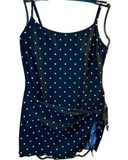 Talbots 18 Black White Polka Dot One Piece With Wrap Skirt