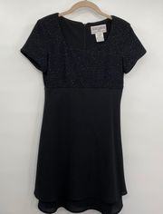 Jessica Howard Babydoll Black Dress Polka Dot Short Sleeve Womens Size 4 Petite