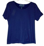 Karen Scott Navy Polka Dot T-shirt Petite XL