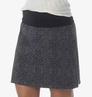 Prana Skirt Womens XL Black Gray Roma Pull‎ On Casual Fold Over Waist Geometric