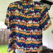 Vintage Silk Beach Houses Blouse Doncaster Sz M