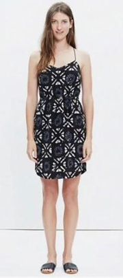 madewell starview batik grid print silk mini dress