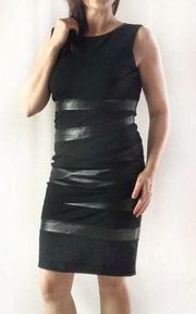 Lafayette 148 100% Leather Trim Ponte Dress Sz 6