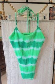 New martha rey holly green madness one Piece Swimsuit tie dye strappy back