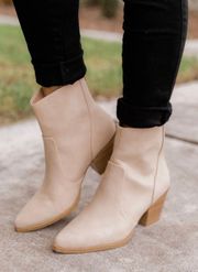 Nude/Beige wester Chunky Heel Bootie 