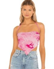 Superdown Layla Cowl Neck Halter Top Size S in Pink TieDye