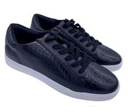 crocodile lace up luxe sneakers black/white women Size 7 1/2