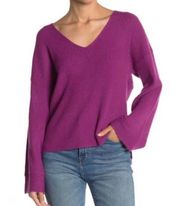 Free Press Purple V-Neck Ribbed Sweater