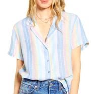 Zuma short sleeve button up blouse Jubilee stripe