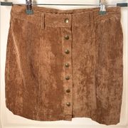 Gold Corduroy Button-Front Mini Skirt - Size M