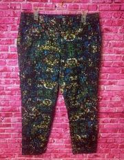 Women's Derek Lam Black Colorful Abstract Printed Crop Pants Size 12