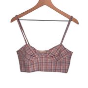 Sparkly Tweed Crop Top Bralette Spaghetti Strap  Sweetheart Neckline Zip Up