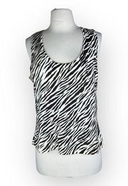 Liz Claiborne |  Vintage Knit Tank Top -Cream and Brown Zebra Print | Size 10