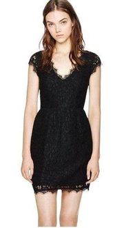 Aritzia Babaton Womens Black Tobias Decorative Eyelash Lace Mini Cocktail Dress