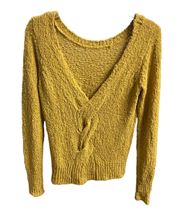 Women’s Yellow ( Mustard) Knot Front Sweater Size Small