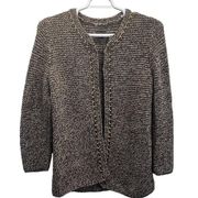 Dana Buchman Cardigan Sweater Brown Size L Long Sleeve Chain Link Knit Open