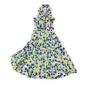 Talbots vintage blue green circle pattern collar midi dress fit & flare sz 4