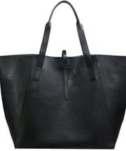 Saks Fifth Avenue Faux Leather Tote Bag Monogram S Black