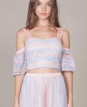 Anthropologie Lace Cold Shoulder Top NWT