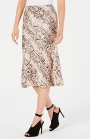 Neutral Snake Print Midi Skirt