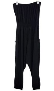 STRAPLESS ROMPER WITH FRONT POCKETE AND DRAWSTRING WAIST Large