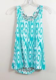 Staring At Stars Ikat Turquoise Lattice Back Tank