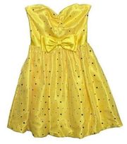 Jessica McClintock for Gunne Sax Sz 3 Yellow Strapless Confetti Bubble Dress