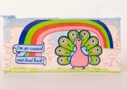 I'M SO CASUAL AND LAID BACK ZIP POUCH CASE by Blue Q, Multicolored Peacock, NWT!