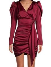 Lavish Alice Long Sleeve Satin Ruched Mini Dress Size 6 NWT