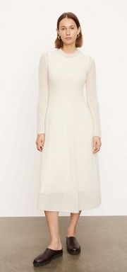 Dress Textured Long Sleeve Crew Neck Ribbed Alpaca Wool Maxi Cream M NWT