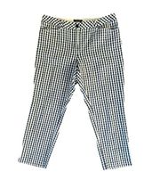 Lands End Gingham Pant Womens Navy White Straight Leg Size 10