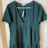 Madewell Teal V- Neck Mini Dress- NWT