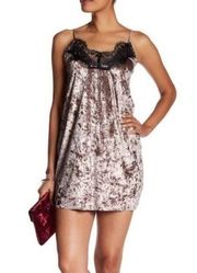 Essue Champagne Velvet Lace Slip Spaghetti Strap Mini Dress Size Small