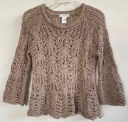 - Crochet Taupe Sweater