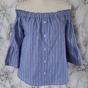Indulge striped off shoulder blouse size large