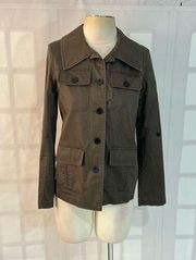 Alice & Olivia military utility button down zip back lightweight jacket