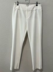 ALICE + OLIVIA White Straight Leg Trousers with Ankle Zippers, Size 6