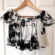 NWT RAGA Small Crop Top Dark Blue and White Tie Dye